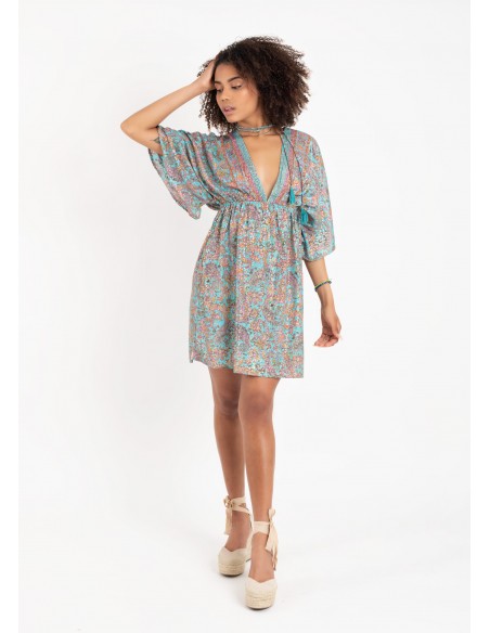 VESTIDO CELESTE HASSINA SHORT G